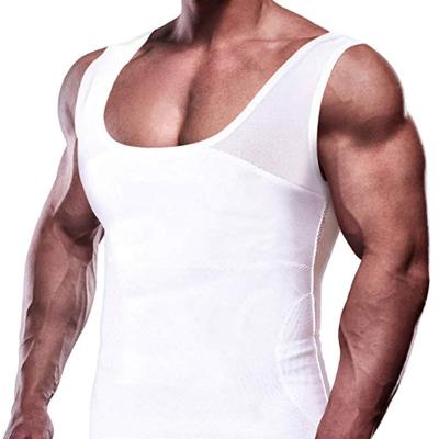 China Anti-wrinkle Shapershark Factory Men Shaperwear Compression Vest Slimming Body Shaper Vest Tummy Control Shapewear Tight Workout Tank Top for sale