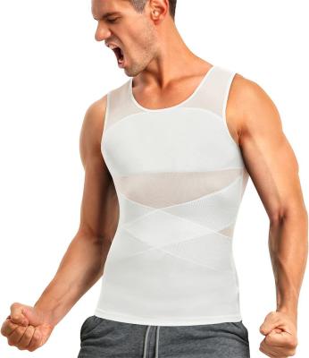China Anti-wrinkle Shapershark Factory Mens Compression Slim Shirts for Body Shaper Slimming Vest Tummy Underwear Shapewear Tank Top for sale