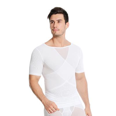 China Anti-wrinkle Shapershark Factory Men Breathable Body Shaping Shirt Strong Compression Tummy Tank Top Mens Compression Slim Shirts for sale