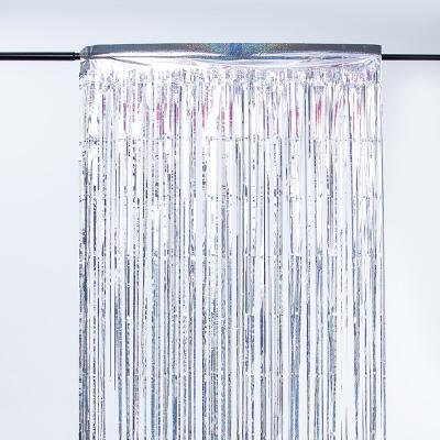 China 3*3m Silver Tassel Backdrop 300cm Laser Rain Curtain Fringe Decor for sale