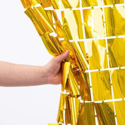 China 1 Meter Gold Tinsel Curtain 1m Square Foil Curtain Backdrop Waterproof for sale
