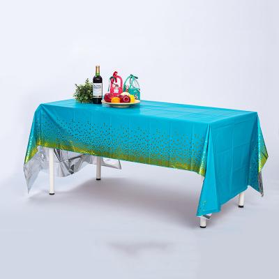 China 5ft Plastic Rectangle Table Cloths Oilproof Disposable Plastic Table Covers for sale