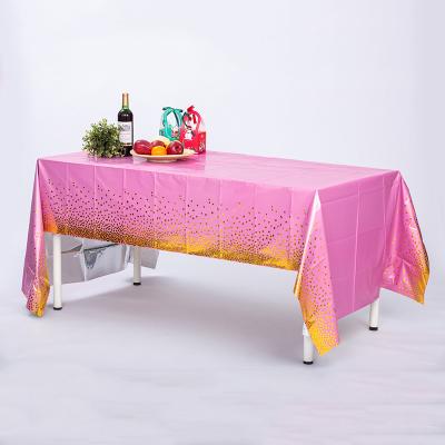 China 1.5m Light Pink Disposable Tablecloth Plastic Table Covers Rectangle for sale