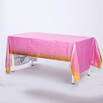 China 150cm Pink Disposable Tablecloth Plastic Table Cloth Rectangular for sale