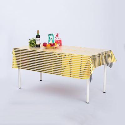 China Waterproof CPP Gold Plastic Tablecloth Rectangular Plastic Table Covers for sale