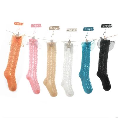 China Sustainable Korean Children's Cotton Stockings Bow Mesh Breathable Socks For Girls for sale