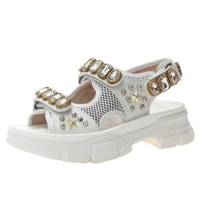 China NL7014 Anti-slippery ready to ship diamond wholesale artificial decoration women's unique durable platform beach sandals for sale