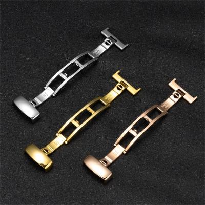 China Linok 1853 T41 T006 Metal Watch Accessories Classic Stainless Steel Watch Buckle Rose Gold 18mm Silver Leather Strap for sale