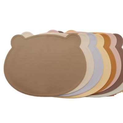 China Viable Silicone Children Shape Umpire Chair Dining Table Mat Plate Custom Bear Baby Animal Silicone Place Mats for sale