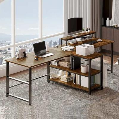 China Escritorio de computadora negro de madera Marrón Grueso 16 mm con soporte de monitor en venta