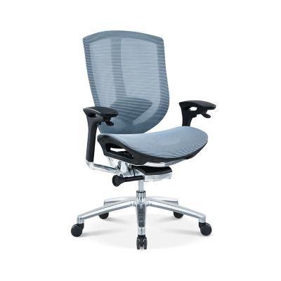 China High End Blauwe Mid-back Mesh Office Chair met verstelbare armleuningen Te koop