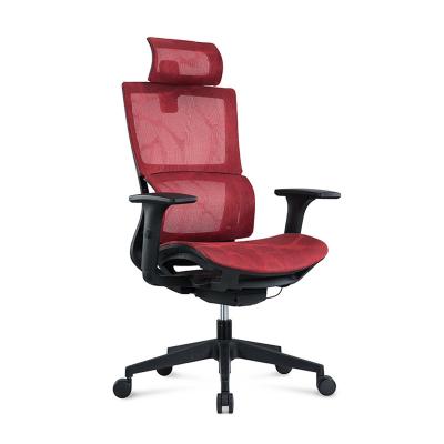 China Rood Nylon Body Mesh kantoorstoel met 3D-opheffende armsteun en PU-armsteunoppervlak Te koop
