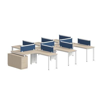 China Customized Wood 8 People Office Desk Shared Modern Partner Workstation for sale