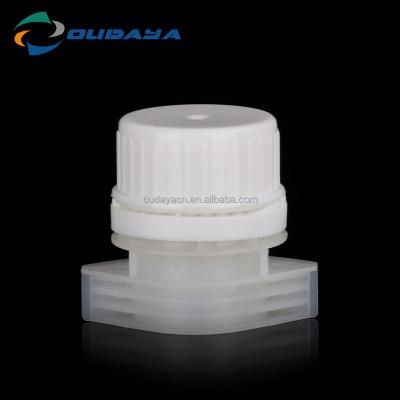 China Non Spill 20mm plastic fitment spout and cap lid for doypack spout pouch packaging for sale