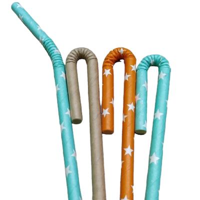 China Morden luxury disposable compostable u shape pointed paper straw for milk for sale