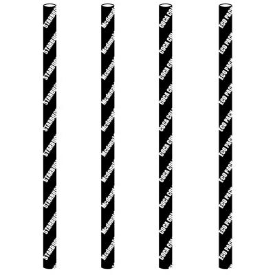 China Custom Biodegradable Disposable Eco-Friendly Straight Solid Black Color Drinking Paper Straw With Custom Logo, 500pcs/bag for sale