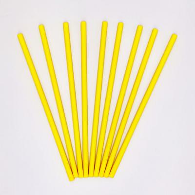 China Bio Custom Degradable Disposable Straight Solid Yellow Color Milk Paper Straw 6*200MM Straw for sale