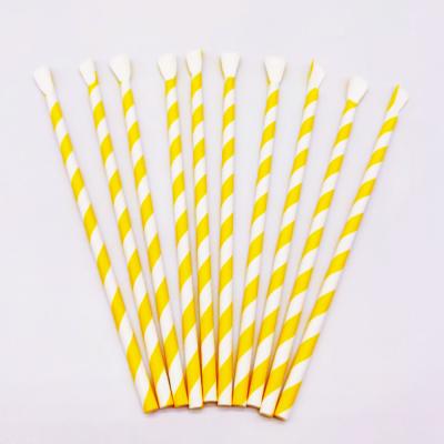 China Morden Color Band Spoon Luxury Disposable Biodegradable Yellow Paper Straw for sale