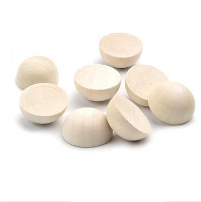 China Eco-Friendly DIY Projects Crafts Kids Play 50 Pieces 25mm Natural Half Wooden Balls Decoration Wooden Split Beads for sale