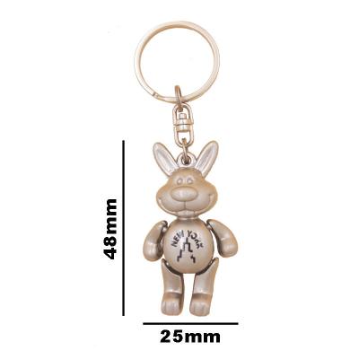 China Custom Movable Metal Movable Metal Rabbit Key Chain Animals Key Chain Souvenir Gifts Give Away for sale