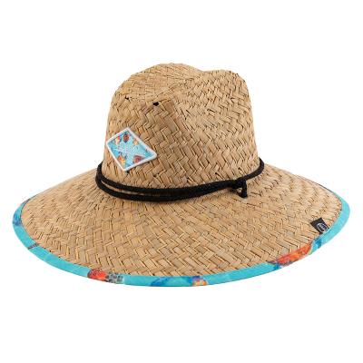 China JAKIJAYI image JAKIJAYI embroidery straw boat hat huge straw hat cowboy lifeguard hat summer multifunctional wide brim for sale