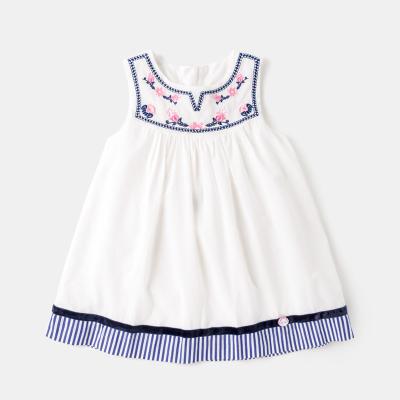 China Breathable Shopping Clothes Todder Girl Baby Girl Sleeveless White Dresses for sale