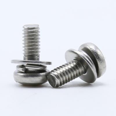 China Stainless Steel 18-8 4-40 x 1/4 SEMS Machine Screw with Flat Gasket and Spring/Phillips/Pan Head Washer for sale
