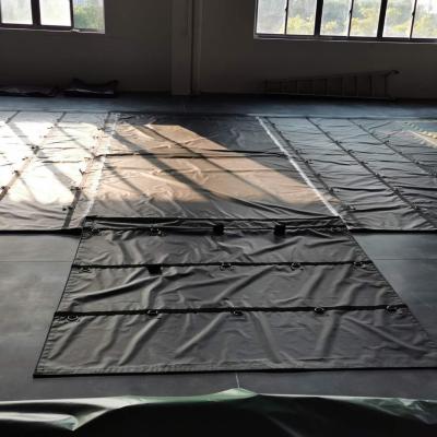 Chine Tissu de bâton en PVC ignifuge 24 pieds x 27 pieds 8 pieds en lamelles noir 18 oz en vinyle revêtu de bâton de bois à vendre