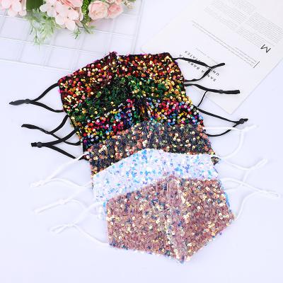 China Cotton/rhinestone wholesales fluffy bling glitter facemask reusable dustproof washable multicolors glitter sequin for sale