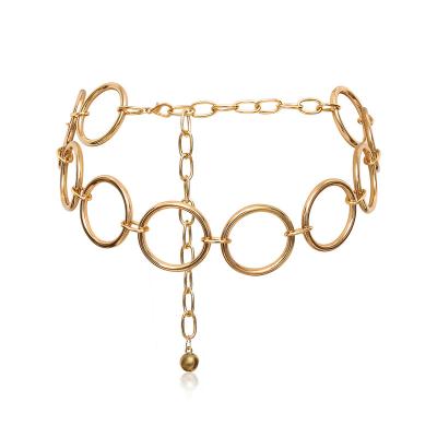 China Fashionable sexy punk alloy hip girl body chain simple jewelry female around retro hollow gold women waist chain wholesale for sale