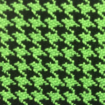 China Metallic Houndstooth Tweed Fabric For Zhenwei Textile T614 Fluorescent Green White Black White Coat Suit Yarn for sale