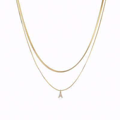 China 2021 18K Gold Jewelry Fashion Alphabet Pendant Necklace A-Z Tiny Arabic Alphabet TRENDY Charm Zirconia Pendant Necklace for sale