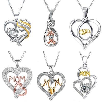China Flynee Mothers Day 925 Sterling Silver Pendant Necklace Elegant TRENDY Mother&'S Day Mum Heart Shape Necklace for Women Gift for sale