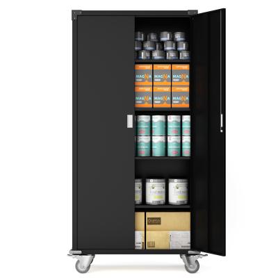 China (Other) Adjustable Metal Rolling Storage Cabinet with Door and 4 Height Adjustable Shelves for Garage and Office for sale