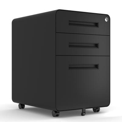 China Commercial Rotating Metal Office Furniture 3 Drawer Steel Pedestal Movable Mobile Filing Cabinet for sale