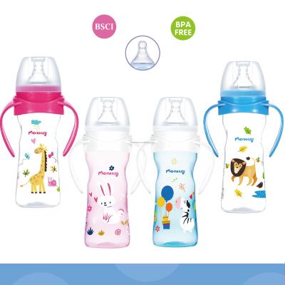 China BPA Free Wide Neck Baby Bottle 11OZ/330ML PP With Handle for sale
