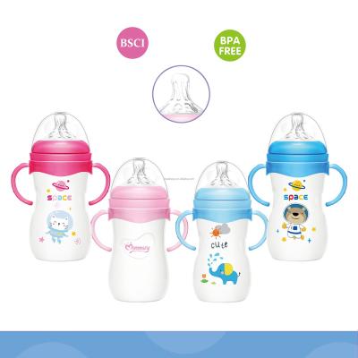 China BPA Free Wide Neck Baby Bottle 8oz/240ml PP With Double Handle for sale