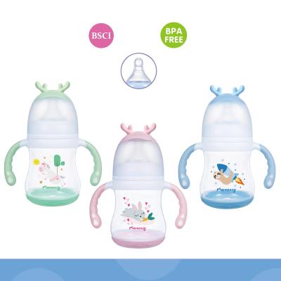 China BPA Free Wide Neck Baby Bottle 6OZ/160ML PP With Handle for sale