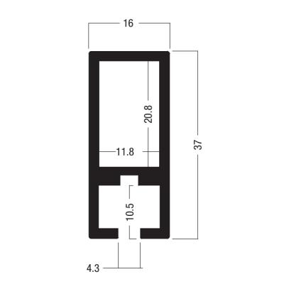 China Tradeshow.exhibition XINMIAO Beam Profile 37x16MM (4mm Slot), 4mm Room Divider Frame Acrylic Clear Aluminum Profile for sale