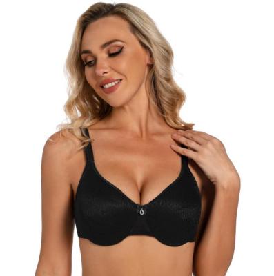 China Sustainable Soft Light Breathable undergarment black solid underwire Bra push up lace bra womens lingerie big cup ladies bra for sale