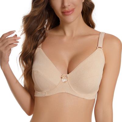 China Sustainable Soft Light Breathable floral printed underwire Bra with two layers smooth reusable fabric womens lingerie big cup X-5XL for sale