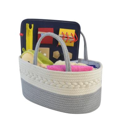 China PACKING BAG Baby Diaper Cart Organizer Cotton Rope Nursery Basket Large for sale