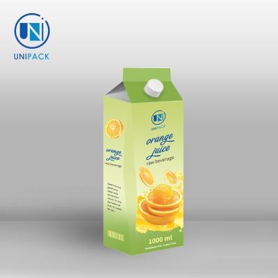China Unipack New Arrival Advanced Custom Wholesale Juice Packaging Carton Gable Top for sale