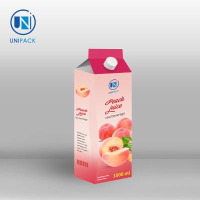 China Unipack New Arrival Custom Wholesale Juice Milk Packaging Carton Gable Top for sale