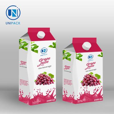 China Unipack New Arrival Wholesale Printing Custom Juice Packaging Carton Gable Top for sale