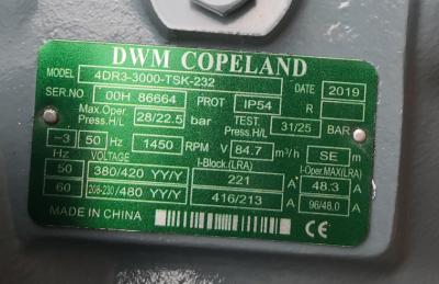 Chine Compresseur semi hermétique R22 4DR3-3000-TSK-232 30HP de réfrigération de Copeland DWN à vendre
