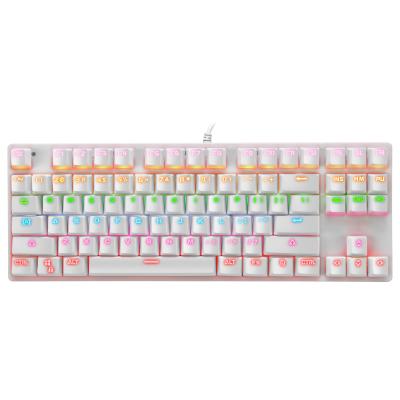 China 7 Colors Glow Props Backlit Gaming RGB Led Computer Gaming Usb Wired Axis 87 Waterproof RGB Keys Cheap Mechanical Green K7 Keyboard OEM for sale
