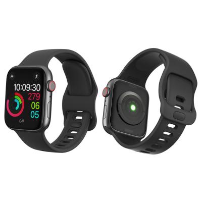China 44mm 40mm 42mm 38mm Soft Silicone Sport Strap Replacement Strap Wristband Strap Watch Band For Apple Watch 7 6 5 4 3 2 1 Se for sale