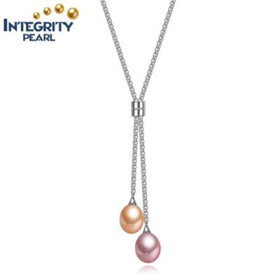 China TRENDY Real Natural Freshwater Multi Color 925 Sterling Silver Luxury Choker Pearl Necklace With Pendant for sale