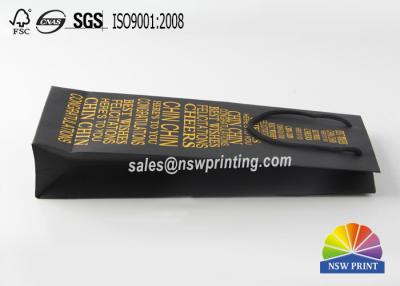 Chine Sac de papier fait sur commande de vin commercial global de carton de noir de poignée de corde de pp à vendre